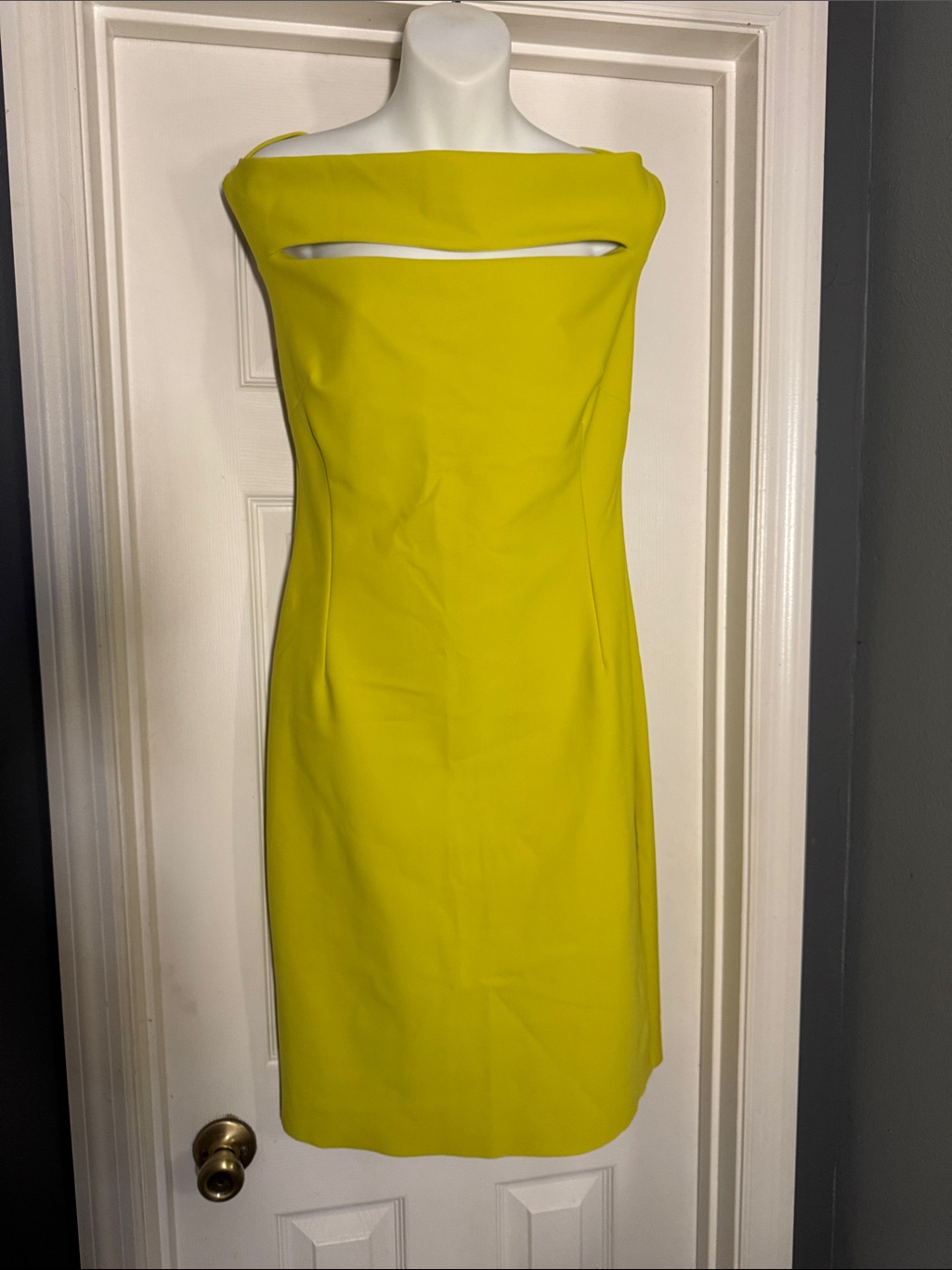 Chiara Boni Strapless Cutout Sheath Dress In Yellow